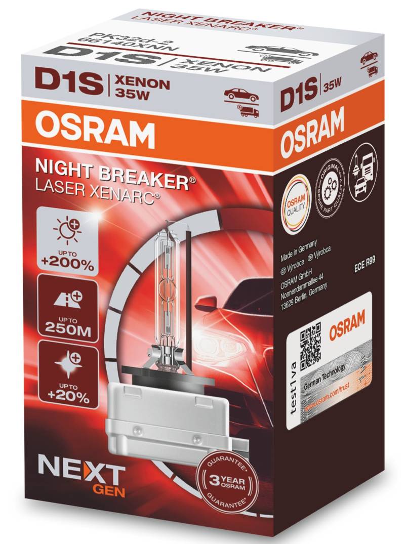 1 Stück OSRAM NIGHT BREAKER LASER Lampen Birnen für Xenon Scheinwerfer / Fassung D1s von OSRAM GmbH