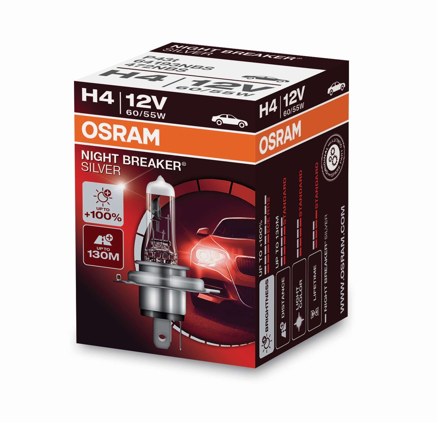 1 Stück OSRAM NIGHT BREAKER SILVER +100% Lampen Birnen für Scheinwerfer / Fassung H4 1 Stück OSRAM NIGHT BREAKER SILVER +100% Lampen Birnen für Scheinwerfer / Fassung H4 von OSRAM GmbH