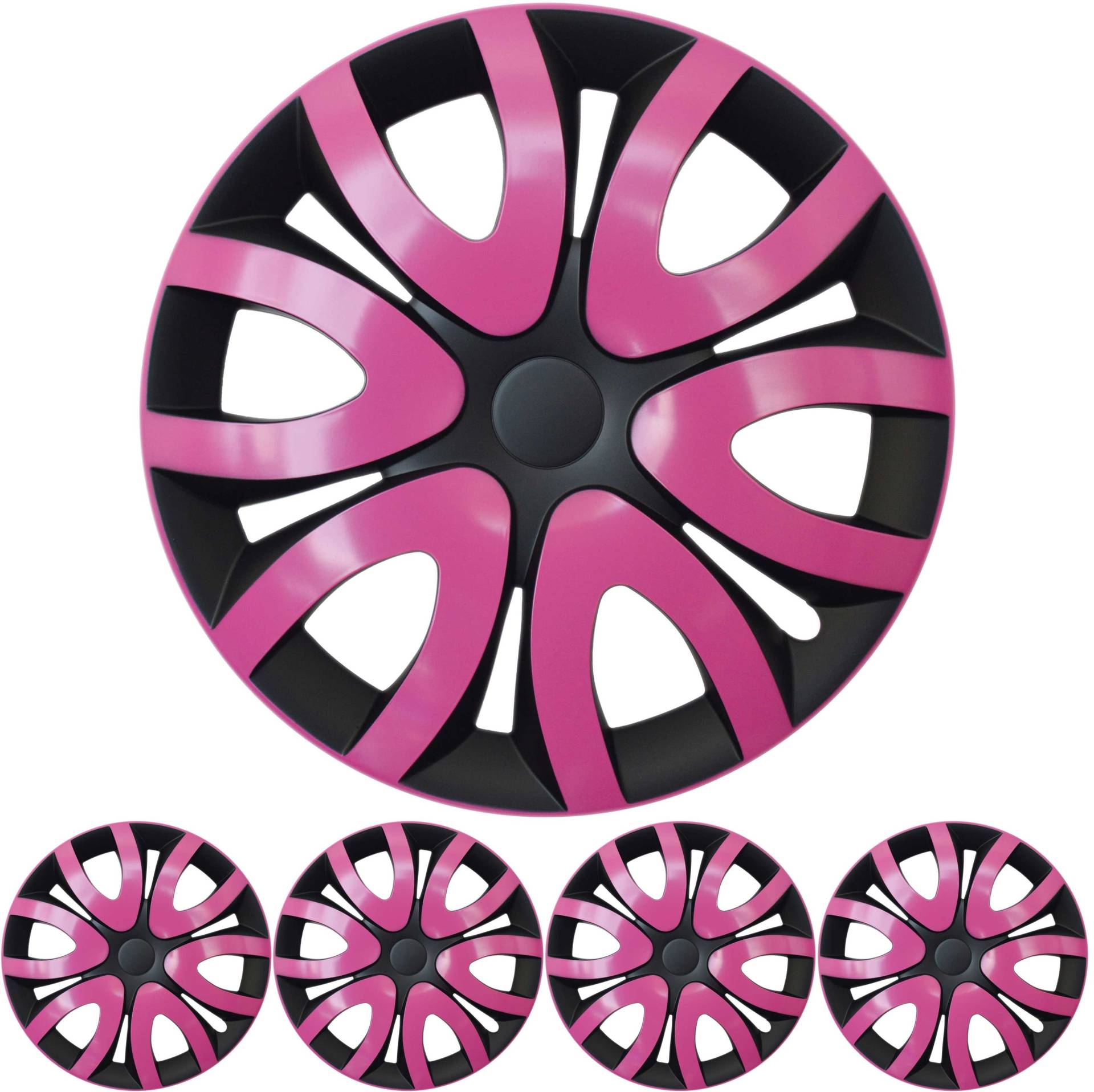 14 ZOLL 4x PREMIUM DESIGN Radkappen Radzierblenden Set Mika in Pink / Schwarz von Tuning Fanatics