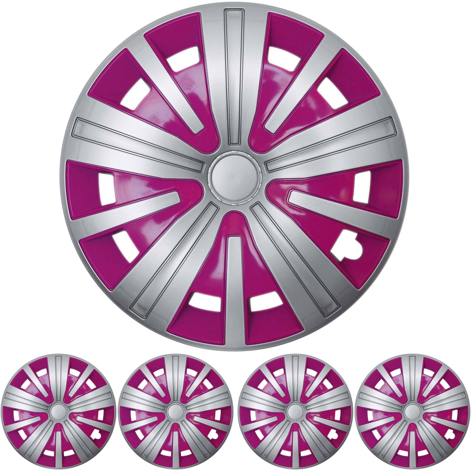 15 ZOLL 4x PREMIUM DESIGN Radkappen Radzierblenden Spinel BIS in Silber / Pink 15 ZOLL 4x PREMIUM DESIGN Radkappen Radzierblenden Spinel BIS in Silber / Pink von Tuning Fanatics