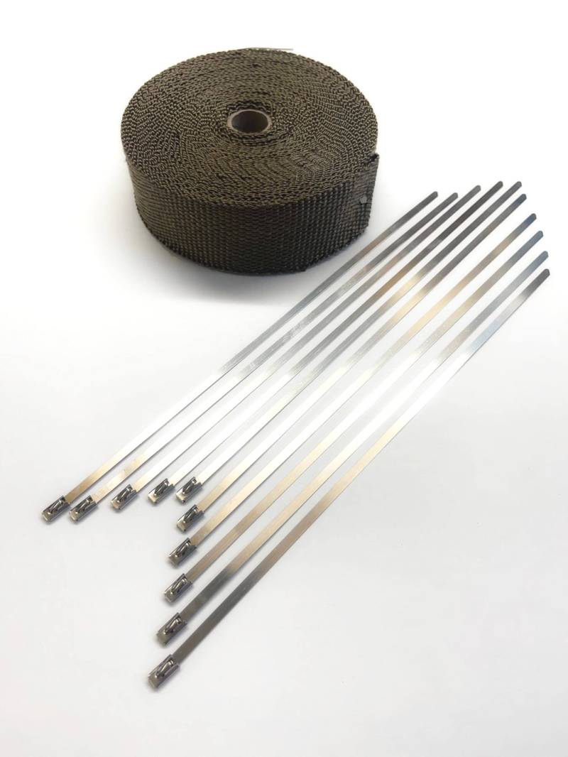 15m Hitzeschutzband Breite 30mm + 10 Metall Kabelbinder für z.B. Krümmer, Auspuff, Fächerkrümmer etc von Goingfast GmbH