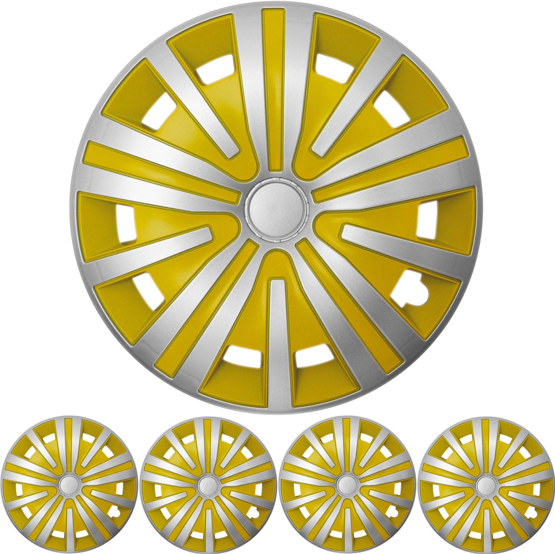 16 ZOLL 4x PREMIUM DESIGN Radkappen Radzierblenden Set Spinel in Silber / Gelb 16 ZOLL 4x PREMIUM DESIGN Radkappen Radzierblenden Set Spinel in Silber / Gelb von Tuning Fanatics