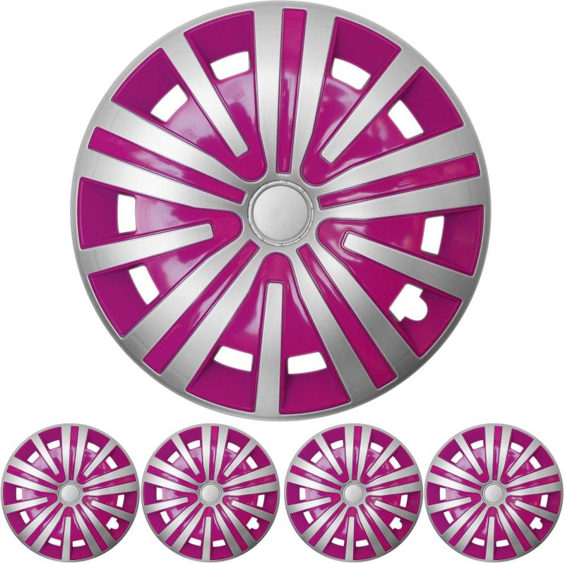 16 ZOLL 4x PREMIUM DESIGN Radkappen Radzierblenden Set Spinel in Silber / Pink von Tuning Fanatics