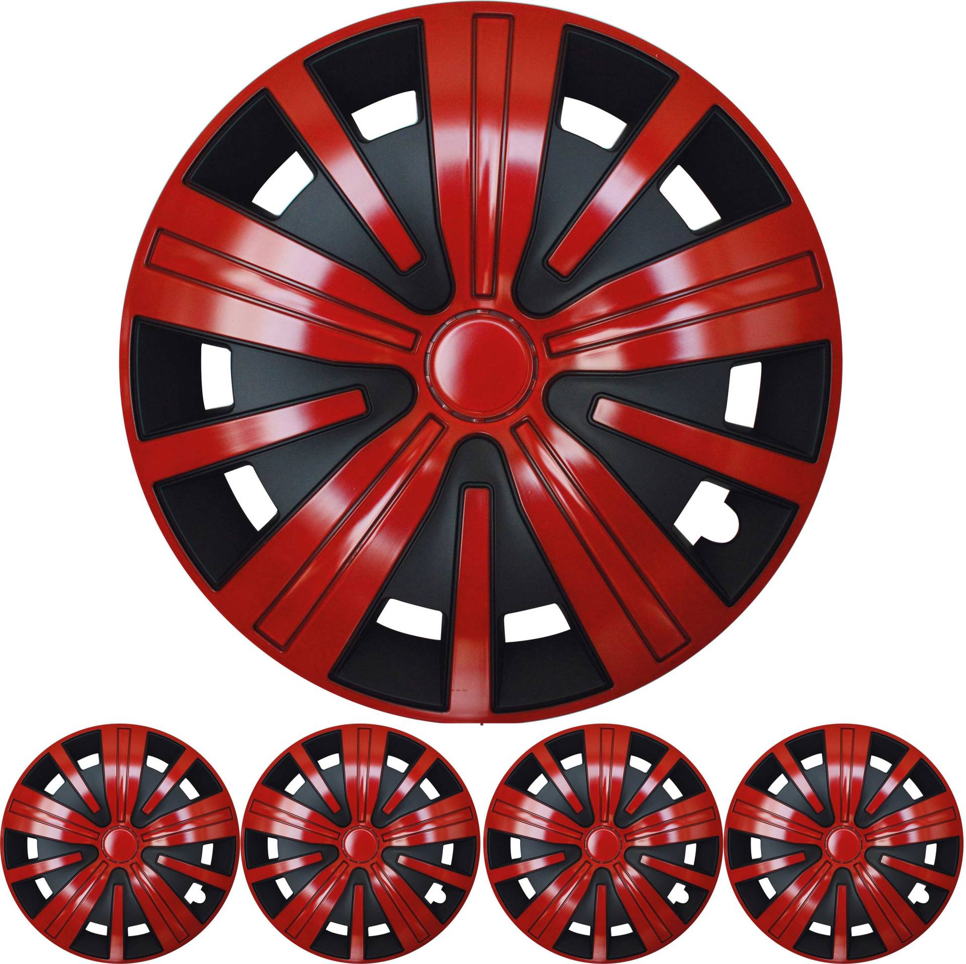 16 ZOLL 4x PREMIUM DESIGN Radkappen Radzierblenden Spinel BIS in Rot / Schwarz 16 ZOLL 4x PREMIUM DESIGN Radkappen Radzierblenden Spinel BIS in Rot / Schwarz von Tuning Fanatics