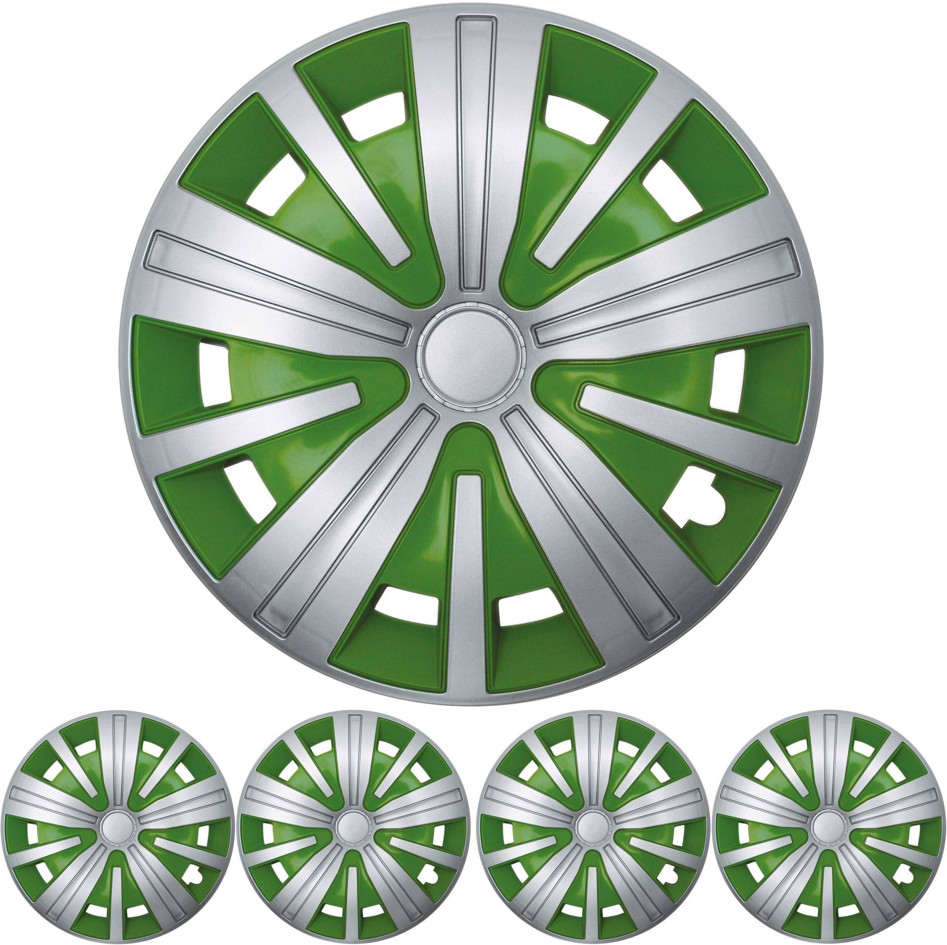 16 ZOLL 4x PREMIUM DESIGN Radkappen Radzierblenden "Spinel BIS" in Silber / Grün 16 ZOLL 4x PREMIUM DESIGN Radkappen Radzierblenden "Spinel BIS" in Silber / Grün von Tuning Fanatics