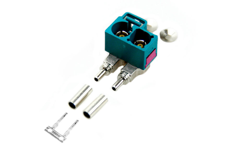 1x Doppel FAKRA Buchse - abgewinkelt 90 Grad- uni - Kontakt Pin Gehäuse Stecker 1x Doppel FAKRA Buchse - abgewinkelt 90 Grad- uni - Kontakt Pin Gehäuse Stecker von KUFATEC GmbH & Co. KG