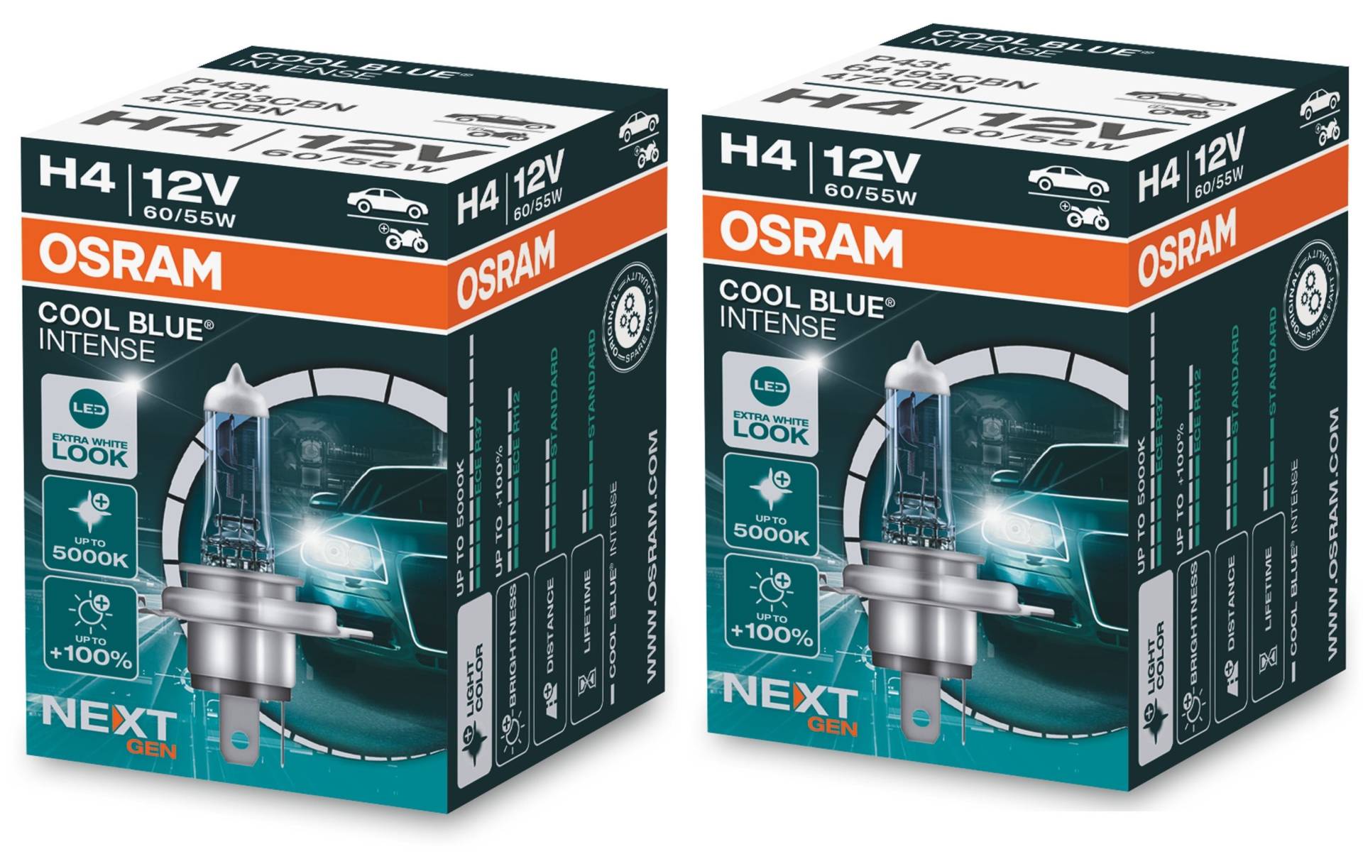 2 Stück OSRAM COOL BLUE INTENSE NEXT GENERATION Lampen Birnen für Scheinwerfer / Fassung H4 60/55W 2 Stück OSRAM COOL BLUE INTENSE NEXT GENERATION Lampen Birnen für Scheinwerfer / Fassung H4 60/55W von OSRAM GmbH