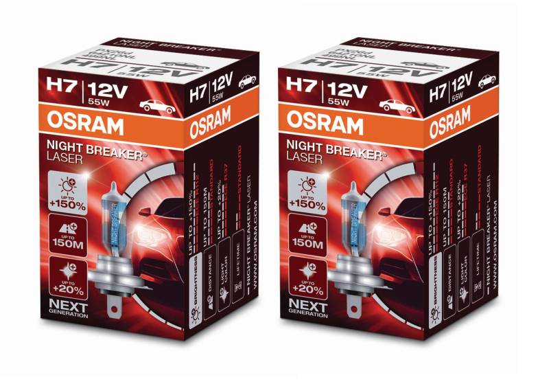 2 Stück OSRAM NIGHT BREAKER LASER +150% Next Generation Lampen Birnen für Scheinwerfer / Fassung H7 von OSRAM GmbH
