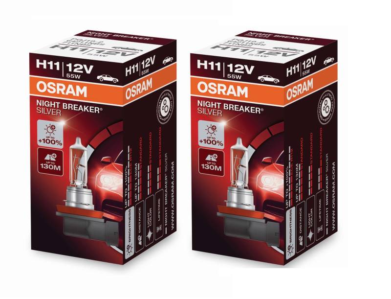 2 Stück OSRAM NIGHT BREAKER SILVER +100% Lampen Birnen für Scheinwerfer / Fassung H11 von OSRAM GmbH