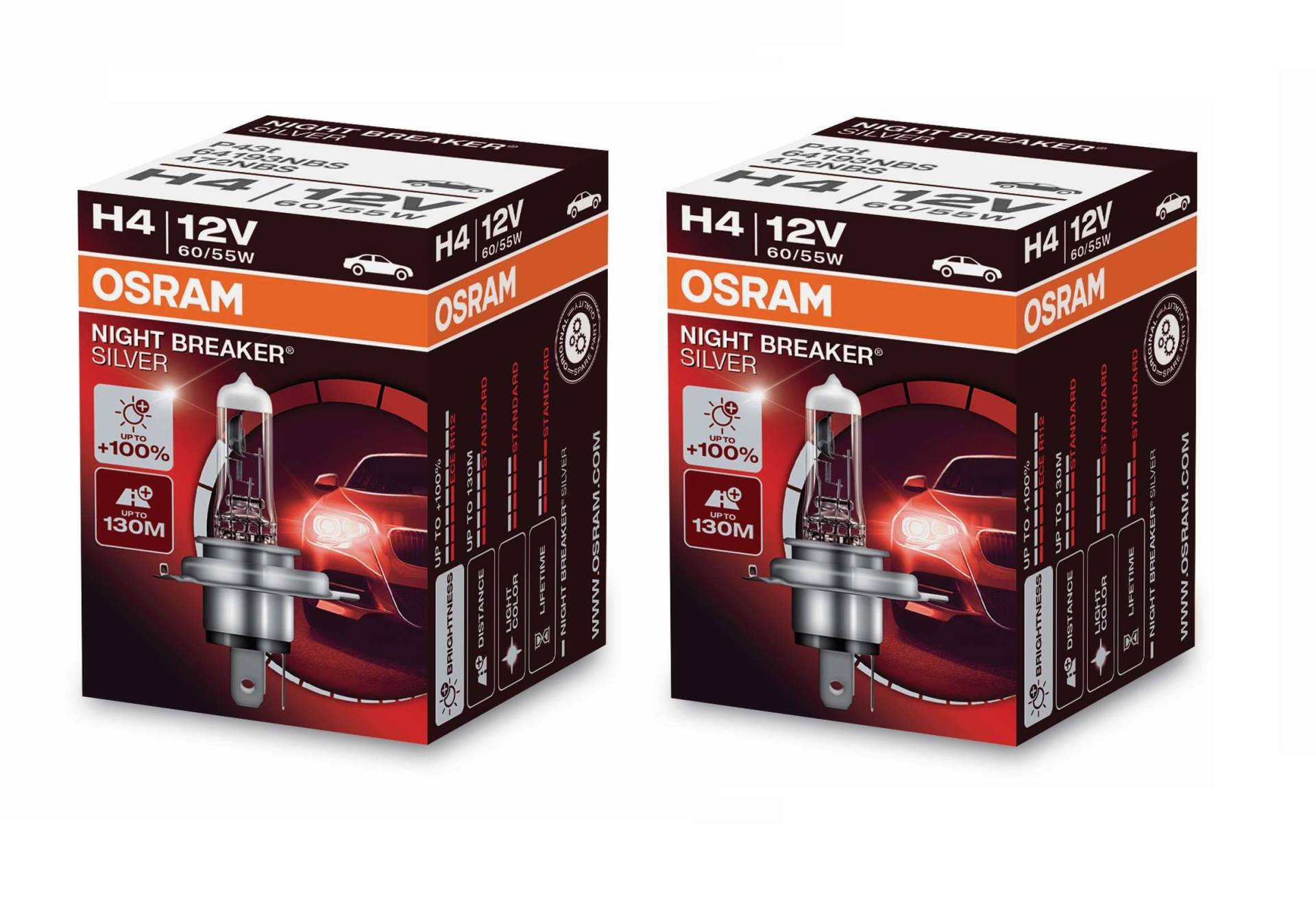 2 Stück OSRAM NIGHT BREAKER SILVER +100% Lampen Birnen für Scheinwerfer / Fassung H4 2 Stück OSRAM NIGHT BREAKER SILVER +100% Lampen Birnen für Scheinwerfer / Fassung H4 von OSRAM GmbH