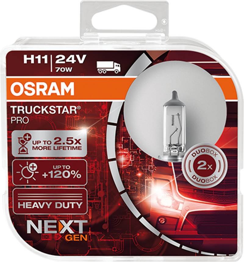 2 Stück OSRAM TRUCKSTAR PRO Next Generation 24V Lampen Birnen für LKW Scheinwerfer / Fassung H11 von OSRAM GmbH