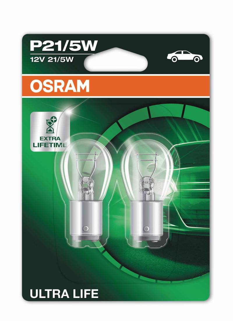 2 Stück OSRAM ULTRA LIFE Lampen Birnen für Fassung BAY15d P21/5W 12V 21/5W von OSRAM GmbH