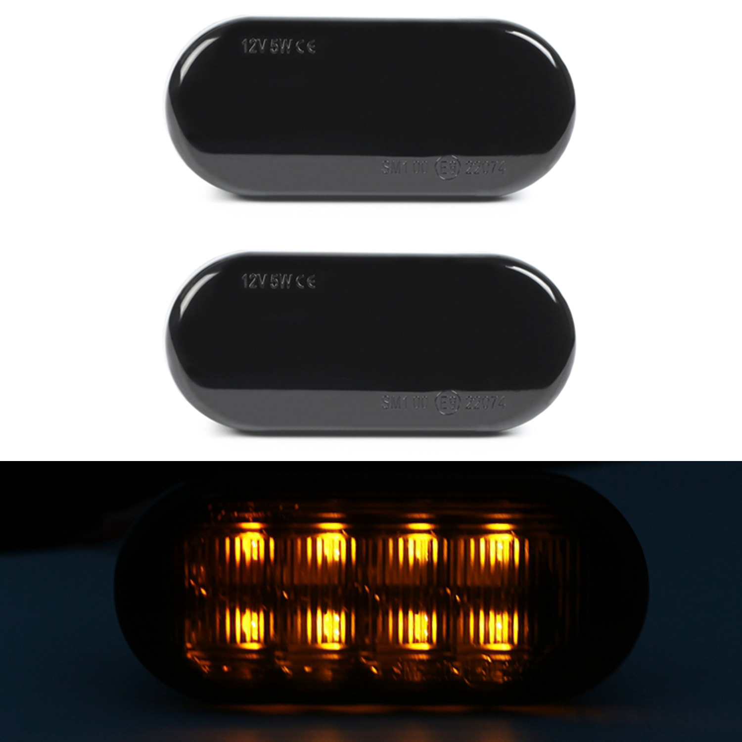 2x LED Seitenblinker Schwarz für VW Passat Golf Polo Lupo T5 Sharan Fox Amarok von Tuning Fanatics