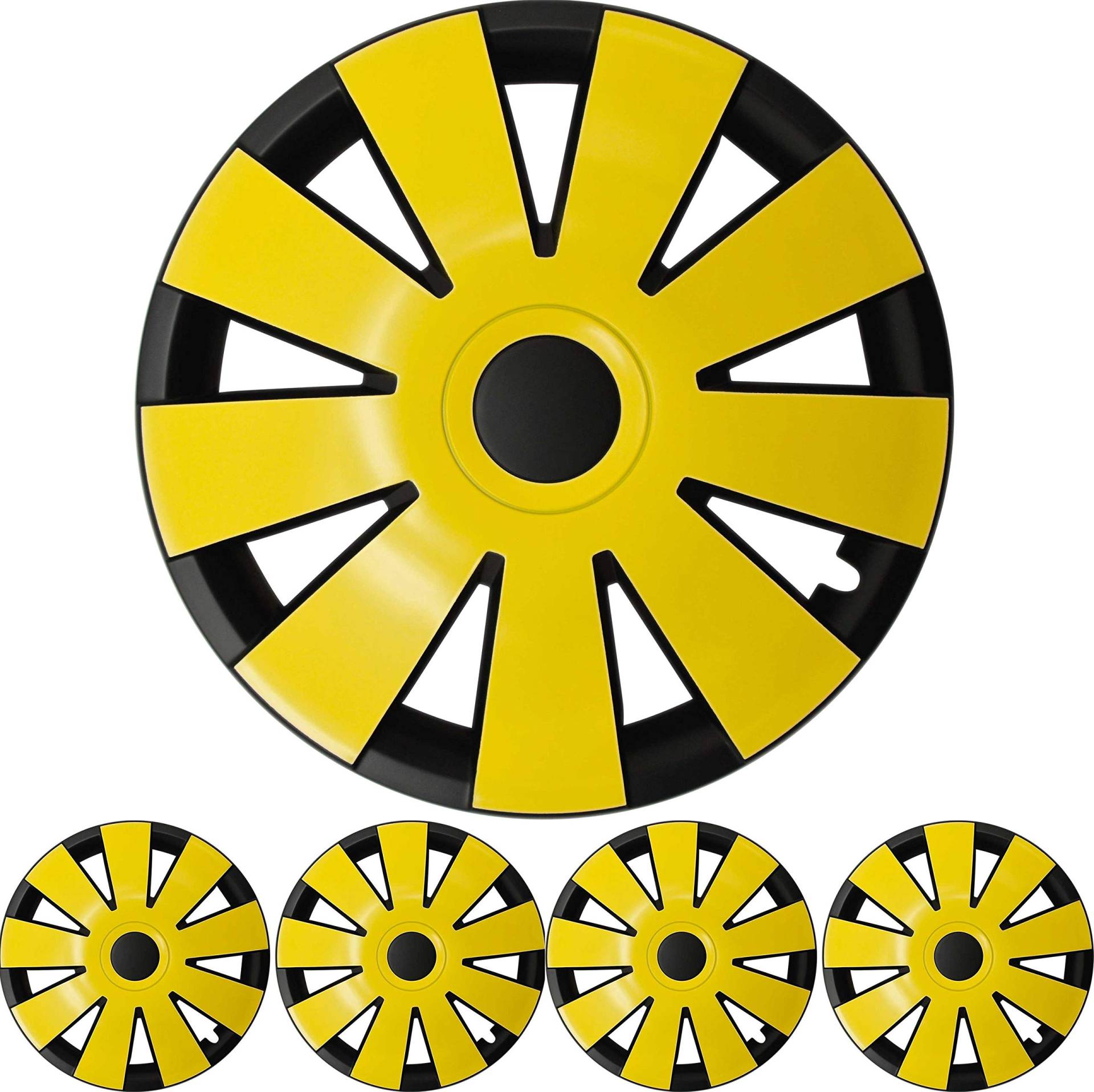 4X Premium Design Radkappen Radzierblenden 15 Zoll 'Nefryt' in Schwarz/Gelb 4X Premium Design Radkappen Radzierblenden 15 Zoll 'Nefryt' in Schwarz/Gelb von Tuning Fanatics