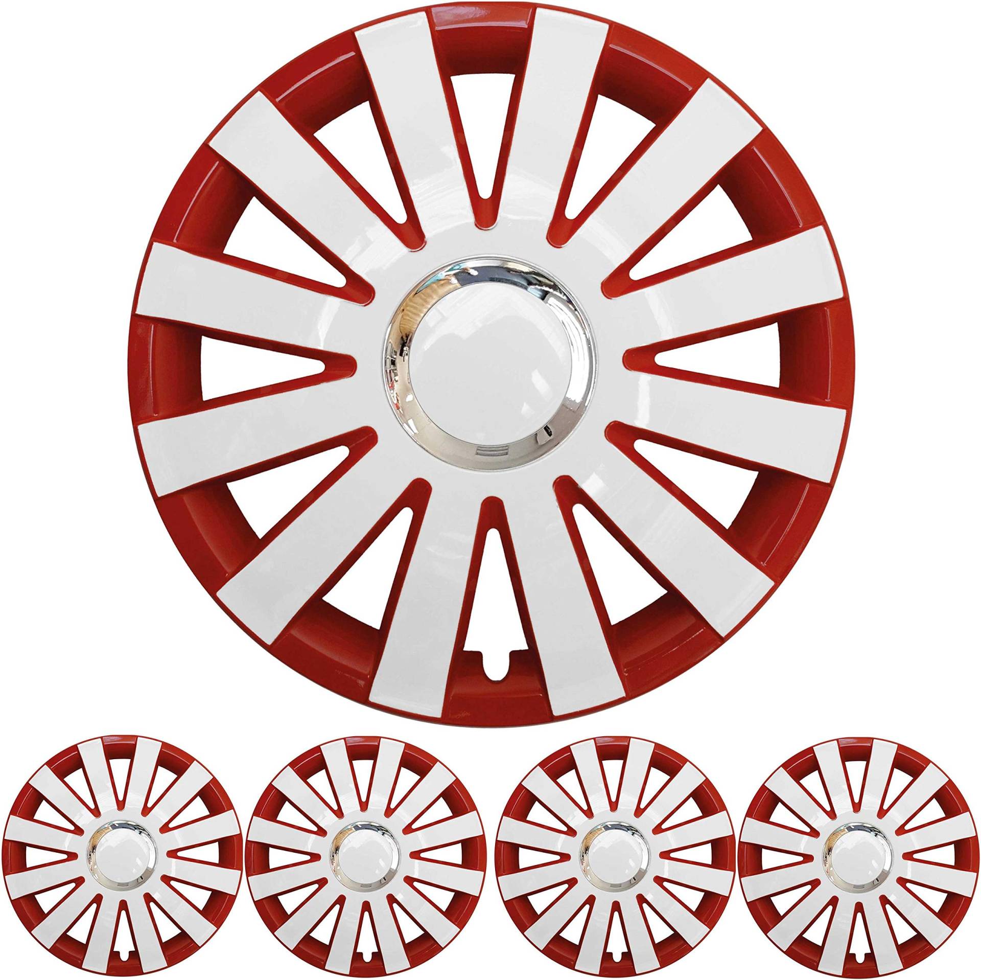 4X Premium Design Radkappen Radzierblenden Set 'Onyx' 15 Zoll in Rot/Weiß 4X Premium Design Radkappen Radzierblenden Set 'Onyx' 15 Zoll in Rot/Weiß von Tuning Fanatics