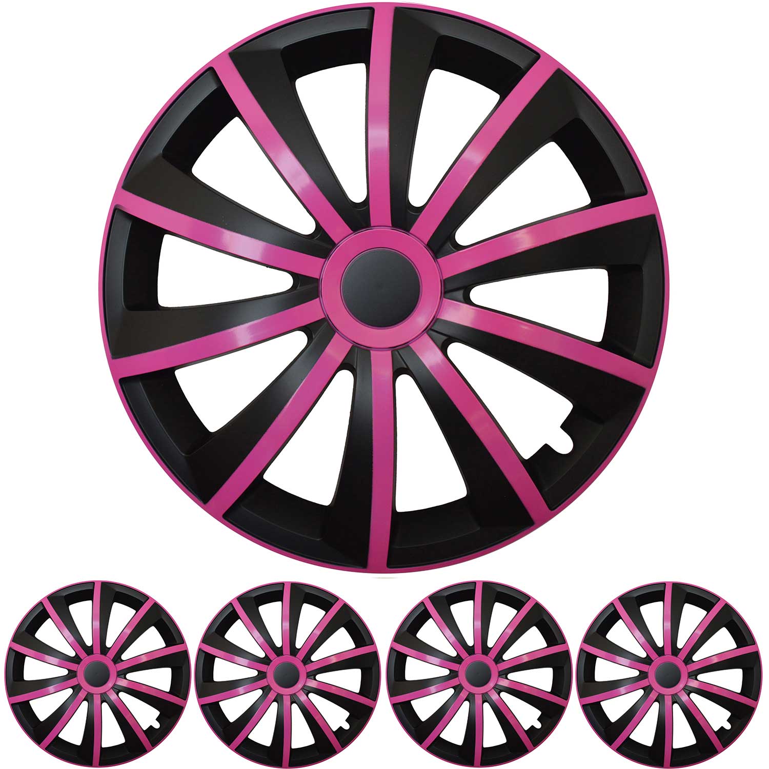 4x PREMIUM DESIGN Radkappen Radzierblenden Set Gral 15 ZOLL in Pink / Schwarz 4x PREMIUM DESIGN Radkappen Radzierblenden Set Gral 15 ZOLL in Pink / Schwarz von Tuning Fanatics
