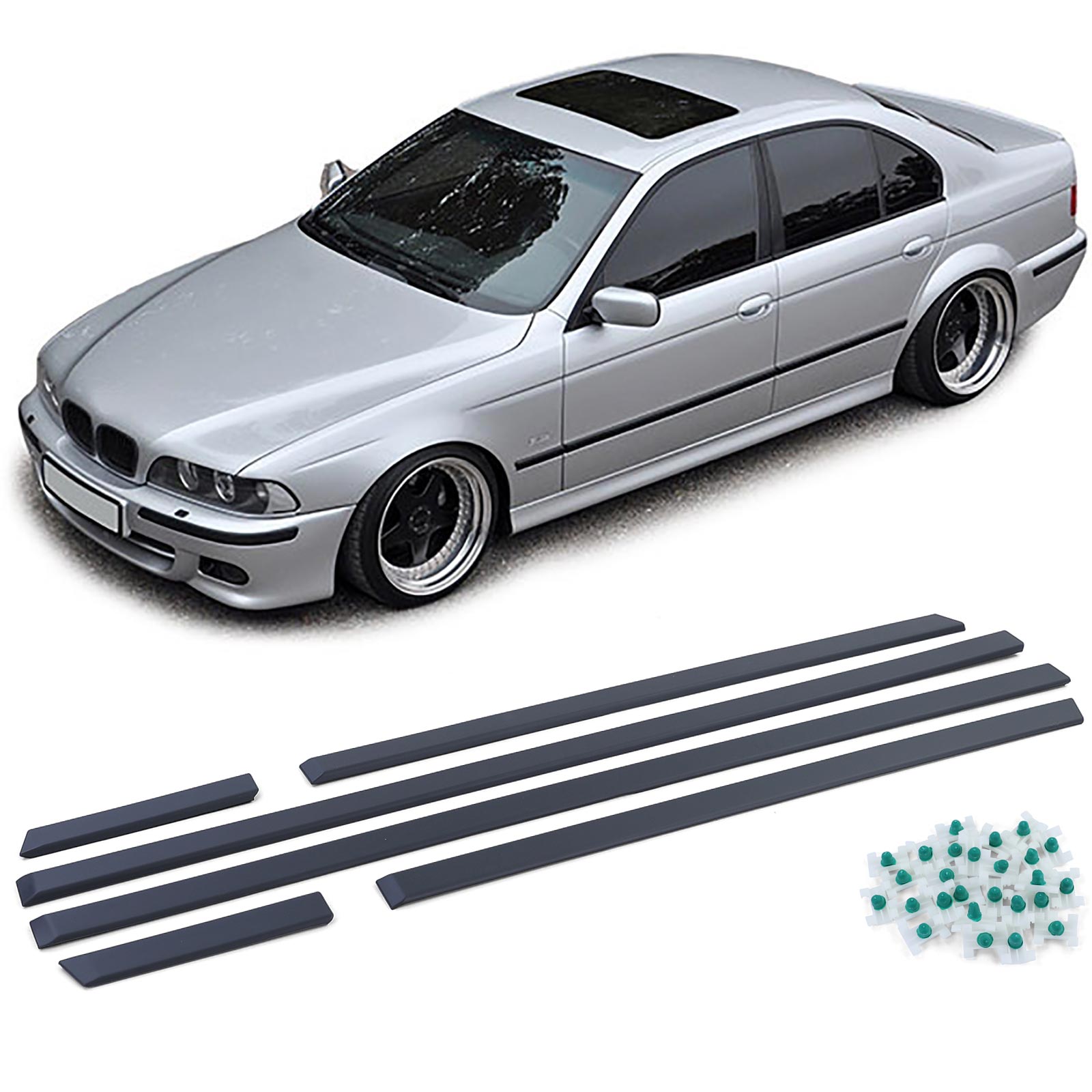 4x Zierleisten Türleisten Seitenleisten Leisten Set LINKS + RECHTS + CLIPS für BMW E39 Limousine 95-03 4x Zierleisten Türleisten Seitenleisten Leisten Set LINKS + RECHTS + CLIPS für BMW E39 Limousine 95-03 von Carparts-Online GmbH