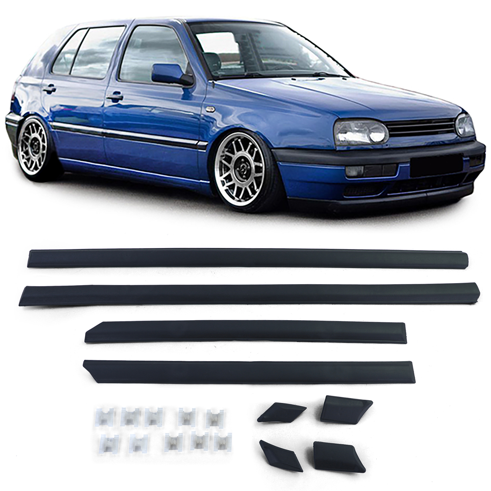 4x Zierleisten Türleisten Seitenleisten Leisten Set LINKS + RECHTS + CLIPS für VW Golf 3 III 4-Türer ab 1991-1997 4x Zierleisten Türleisten Seitenleisten Leisten Set LINKS + RECHTS + CLIPS für VW Golf 3 III 4-Türer ab 1991-1997 von Carparts-Online GmbH