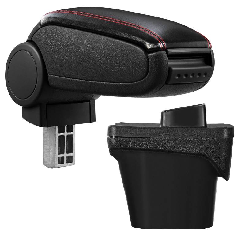 Armlehne Mittelarmlehne Leder Bezug Schwarz / Rot für Peugeot 308 II 09/2013- von Tuning Fanatics