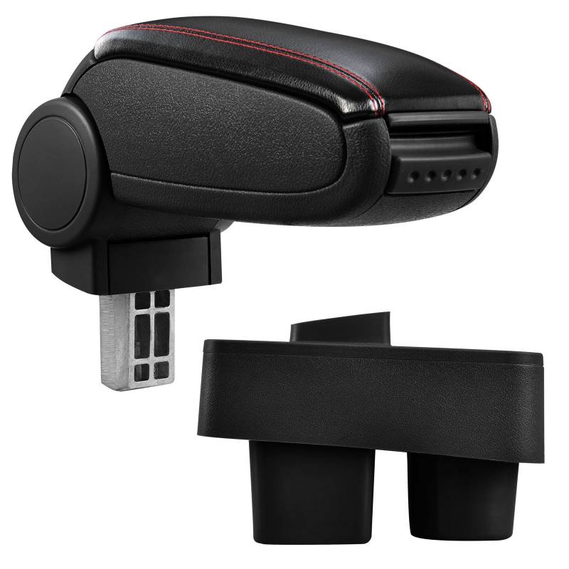 Armlehne Mittelarmlehne Leder Bezug Schwarz / Rot für Skoda Fabia 2 II 2007- von Tuning Fanatics