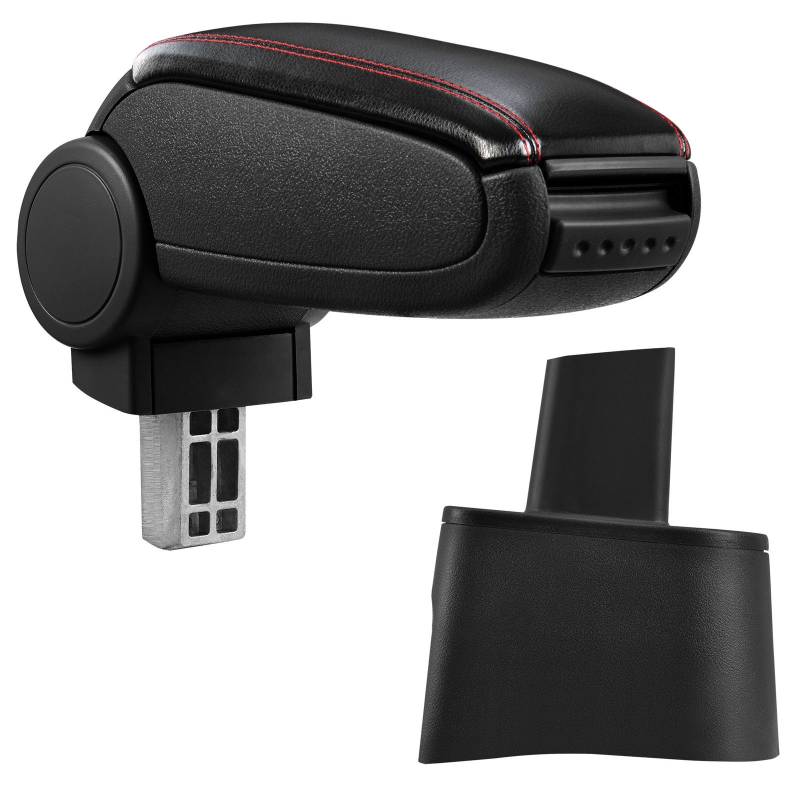 Armlehne Mittelarmlehne Leder Bezug Schwarz Rot für Seat Ibiza III 6L 2002-08 von Tuning Fanatics