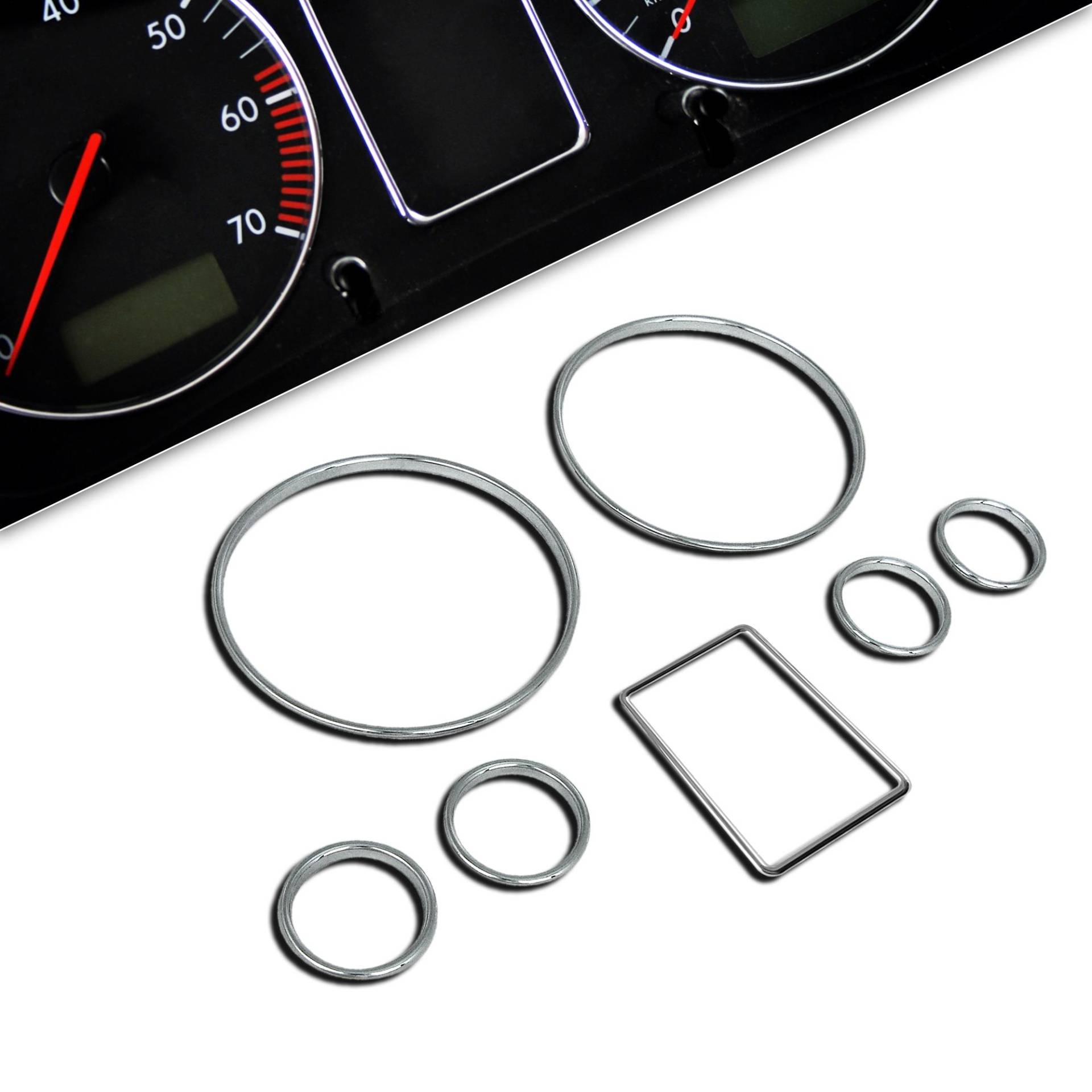 Chrom Chromringe Tacho Ringe Tachochromringe SET für Audi A3 8L A4 B5 A6 4B C5 Chrom Chromringe Tacho Ringe Tachochromringe SET für Audi A3 8L A4 B5 A6 4B C5 von JOM Car Parts & Car Hifi GmbH