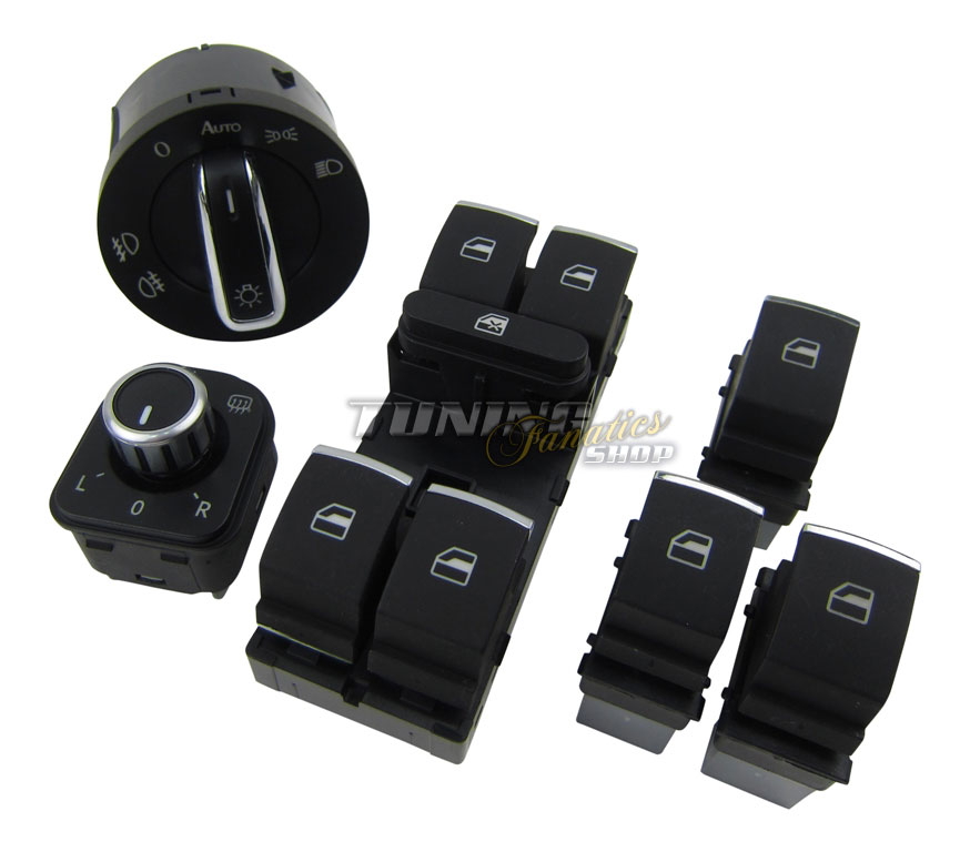 Chrom Fensterheber Spiegel Schalter Taster Lichtschalter KOMPLETT - SET für VW Chrom Fensterheber Spiegel Schalter Taster Lichtschalter KOMPLETT - SET für VW von Goingfast GmbH