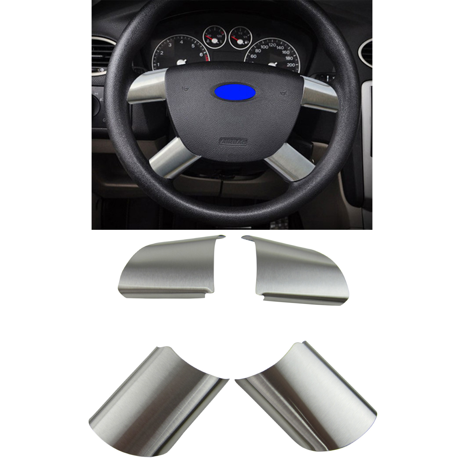 Echt ALU Lenkrad Abdeckung Blenden Clip im 4tlg Set für Ford Focus 2 II MK2 Echt ALU Lenkrad Abdeckung Blenden Clip im 4tlg Set für Ford Focus 2 II MK2 von Simply NetTrade GmbH