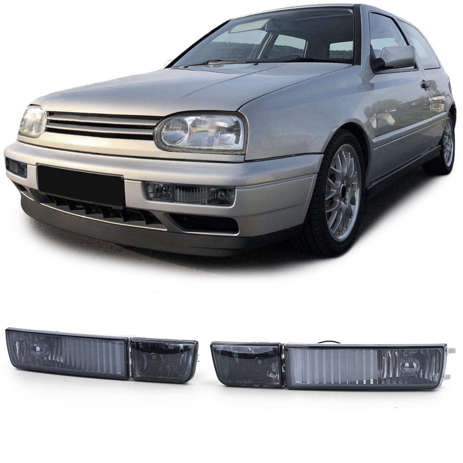 Frontblinker Blinker Klarglas + Nebelscheinwerfer in Schwarz Smoke für VW Golf 3 III / Vento ab 1991-1999 Frontblinker Blinker Klarglas + Nebelscheinwerfer in Schwarz Smoke für VW Golf 3 III / Vento ab 1991-1999 von Carparts-Online GmbH