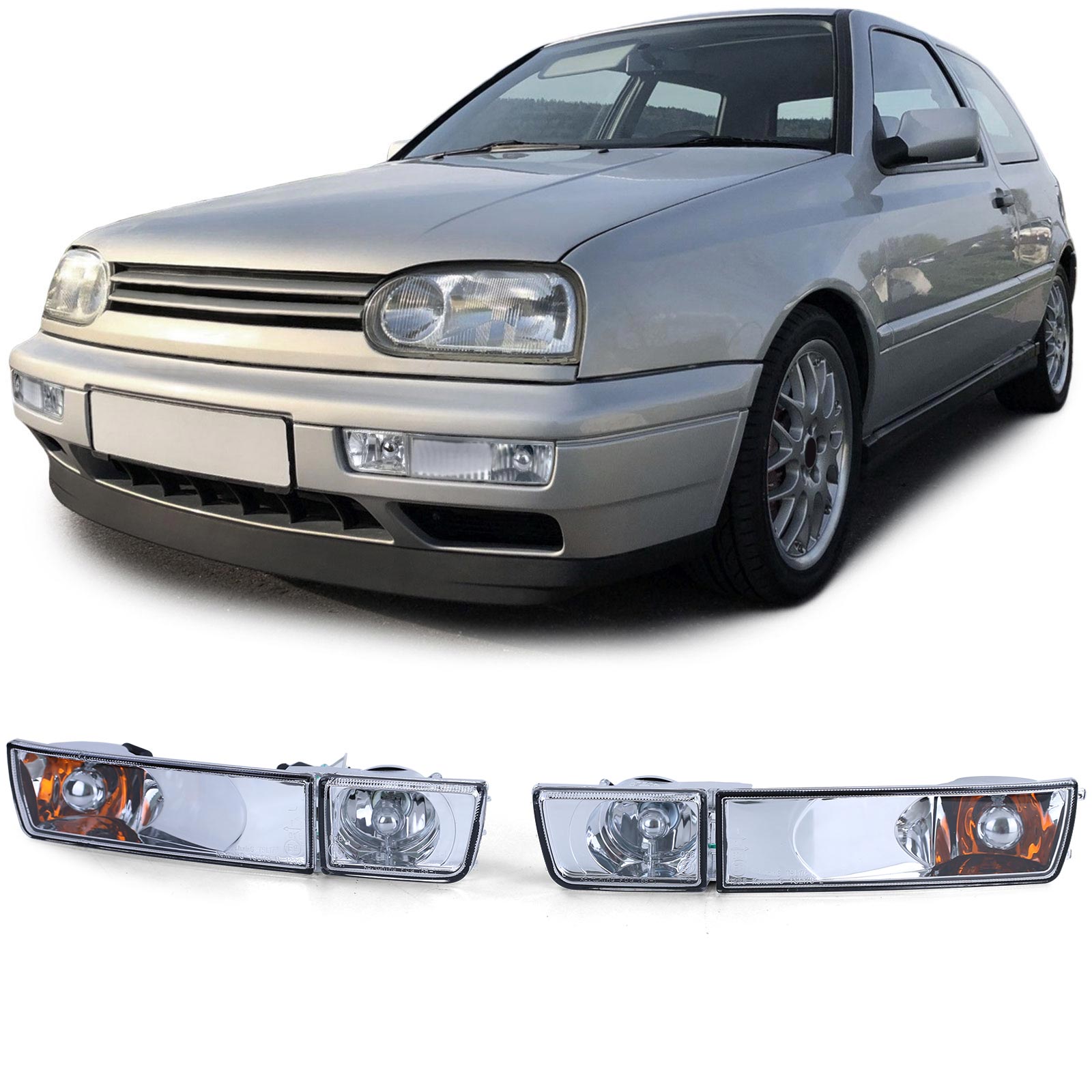 Frontblinker Blinker Klarglas in Chrom für VW Golf 3 III / Vento ab 1991-1999 Frontblinker Blinker Klarglas in Chrom für VW Golf 3 III / Vento ab 1991-1999 von Carparts-Online GmbH