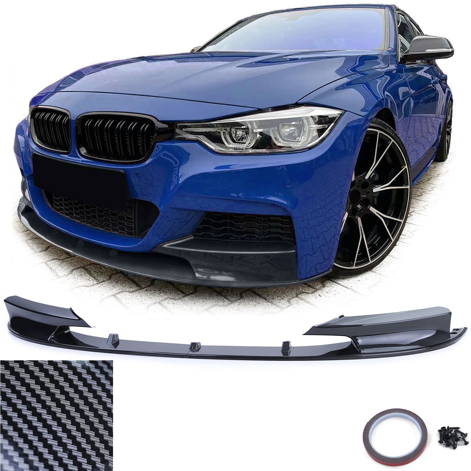 Frontspoiler Performance Spoiler Lippe Stoßstange Carbon Look für BMW 3er F30 F31 ab 2011-2019 mit M-Paket Frontspoiler Performance Spoiler Lippe Stoßstange Carbon Look für BMW 3er F30 F31 ab 2011-2019 mit M-Paket von Carparts-Online GmbH