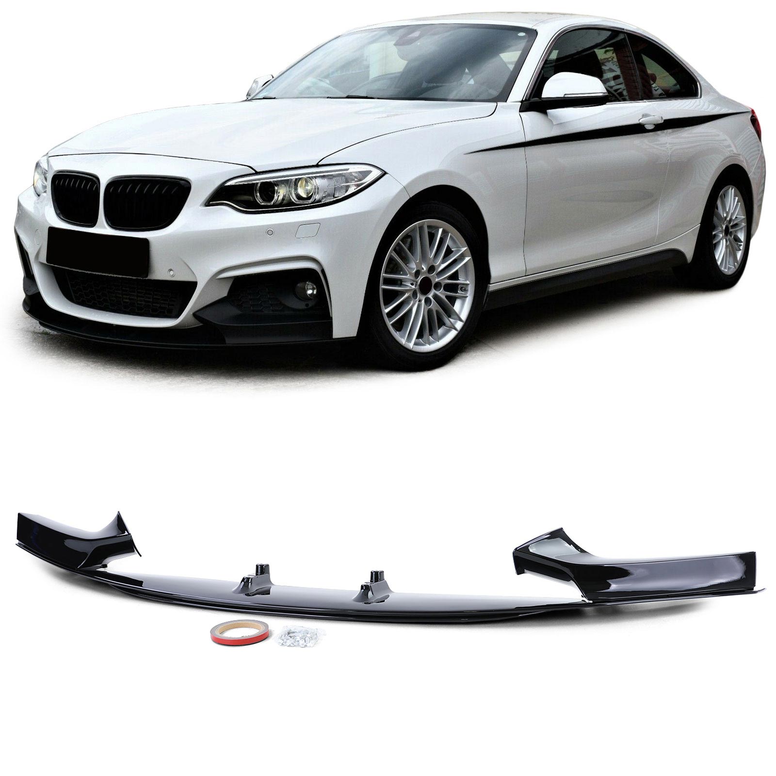 Frontspoiler Performance Spoiler Lippe Stoßstange in Schwarz Glanz für BMW 2er F22 F23 mit M Paket Frontspoiler Performance Spoiler Lippe Stoßstange in Schwarz Glanz für BMW 2er F22 F23 mit M Paket von Carparts-Online GmbH