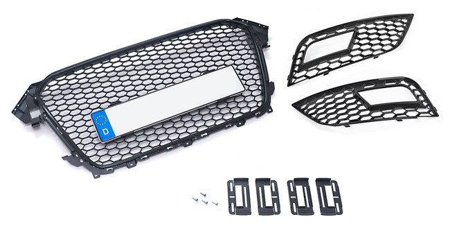 Für Audi A4 B8 Facelift Kühlergrill Wabengitter + Gitter Stoßstange +Simple Fix von Tuning Fanatics