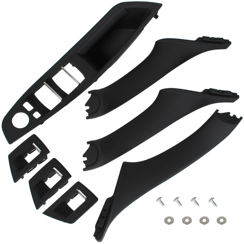 KOMPLETT SET Türgriff Griff Abdeckung Innen VORNE + HINTEN in Schwarz 51417225851 für BMW 5 F10 F11 ab 2009-2017 von Tuning Fanatics