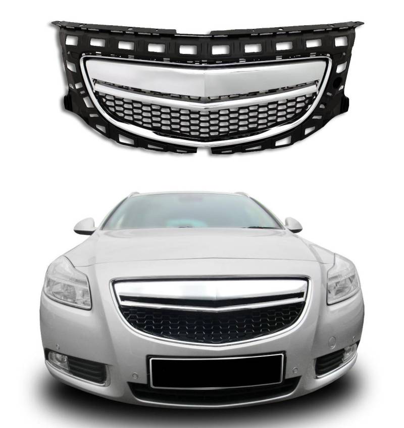Kühlergrill Sportgrill Front Waben Gitter Chrom Leiste für Opel Insignia von Tuning Fanatics