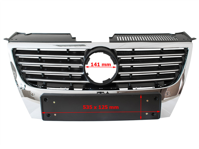 Kühlergrill Sportgrill Gitter Grill Chrom PDC für VW Passat 3C B6 + Variant 05- von Tuning Fanatics