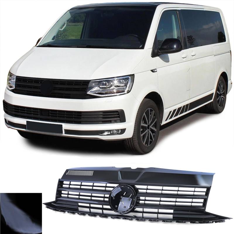Kühlergrill Sportgrill Grill SCHWARZ GLANZ für VW T6 VI Bus Transporter ab 2015-2019 von Tuning Fanatics