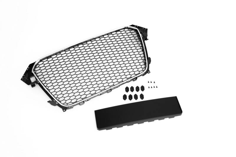 Kühlergrill Sportgrill Waben Chrom Rahmen Schwarz PDC für Audi A4 8K B8 ab 2013- von Tuning Fanatics