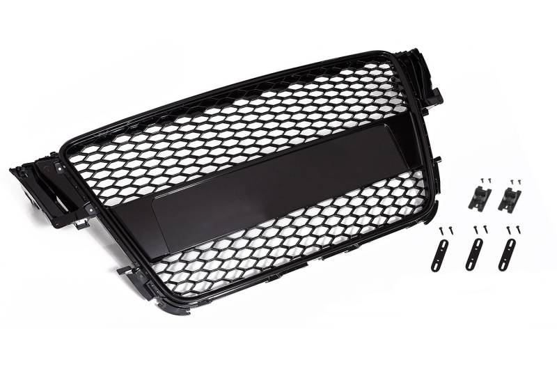 Kühlergrill Sportgrill Waben Glanz Schwarz Emblem Halter für Audi A5 8T 2007-11 von Tuning Fanatics