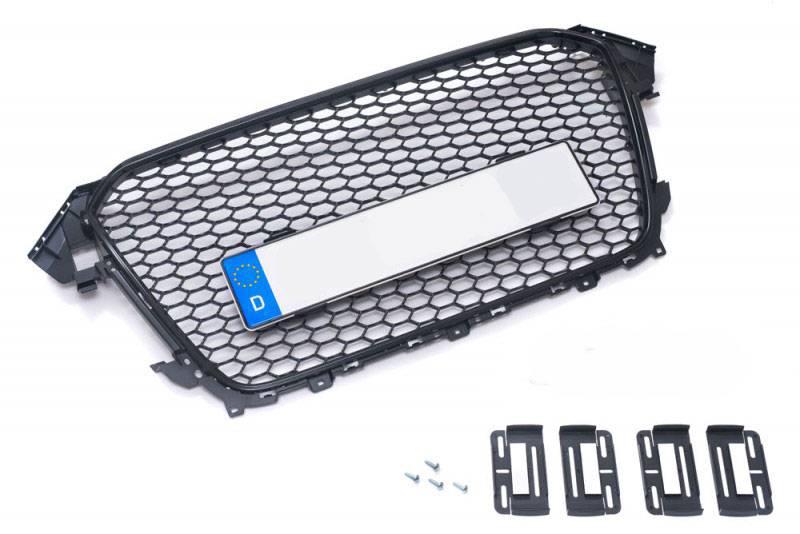 Kühlergrill Sportgrill Waben Schwarz Kennzeichen Halter PDC für Audi A4 S4 B8 8K von Tuning Fanatics