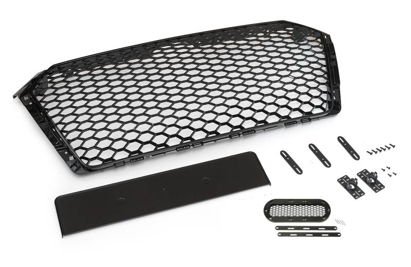Kühlergrill Sportgrill Wabengrill Grill SCHWARZ GLANZ inklusive Emblem Halter für Audi A4 B9 8W ab 2016- von Tuning Fanatics