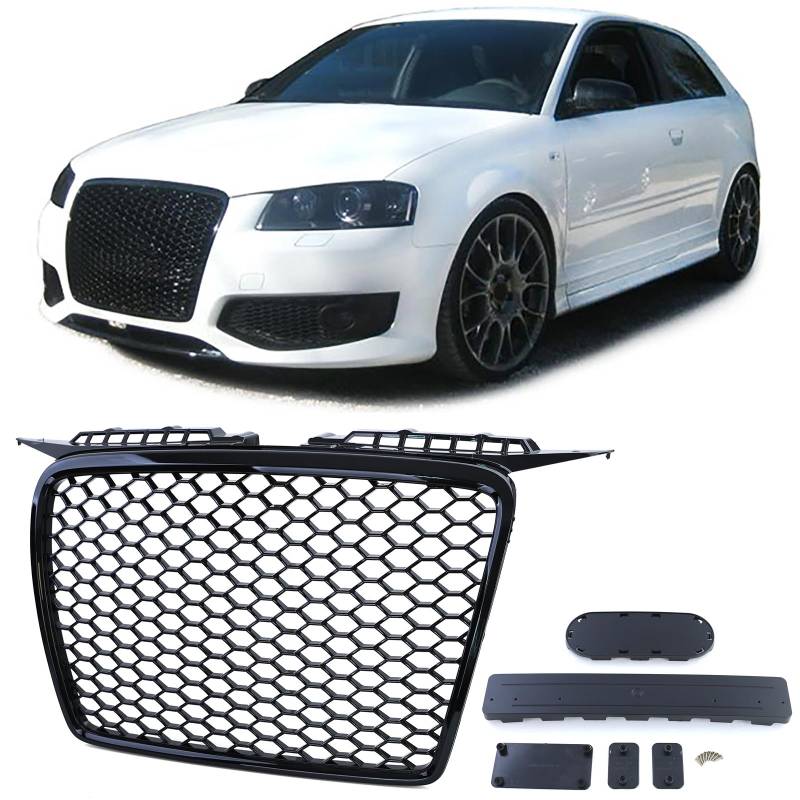 Kühlergrill Sportgrill Wabengrill Grill Schwarz Glanz für Audi A3 8P 2005-2008 von Tuning Fanatics