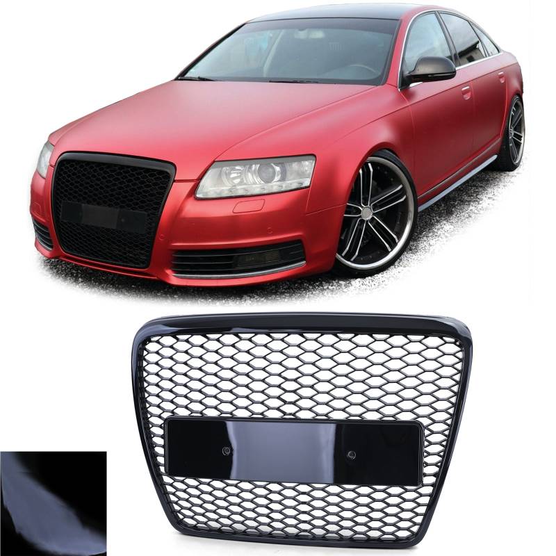 Kühlergrill Sportgrill Wabengrill Grill Schwarz Glanz für Audi A6 C6 4F Facelift ab 2008-2011 von Tuning Fanatics