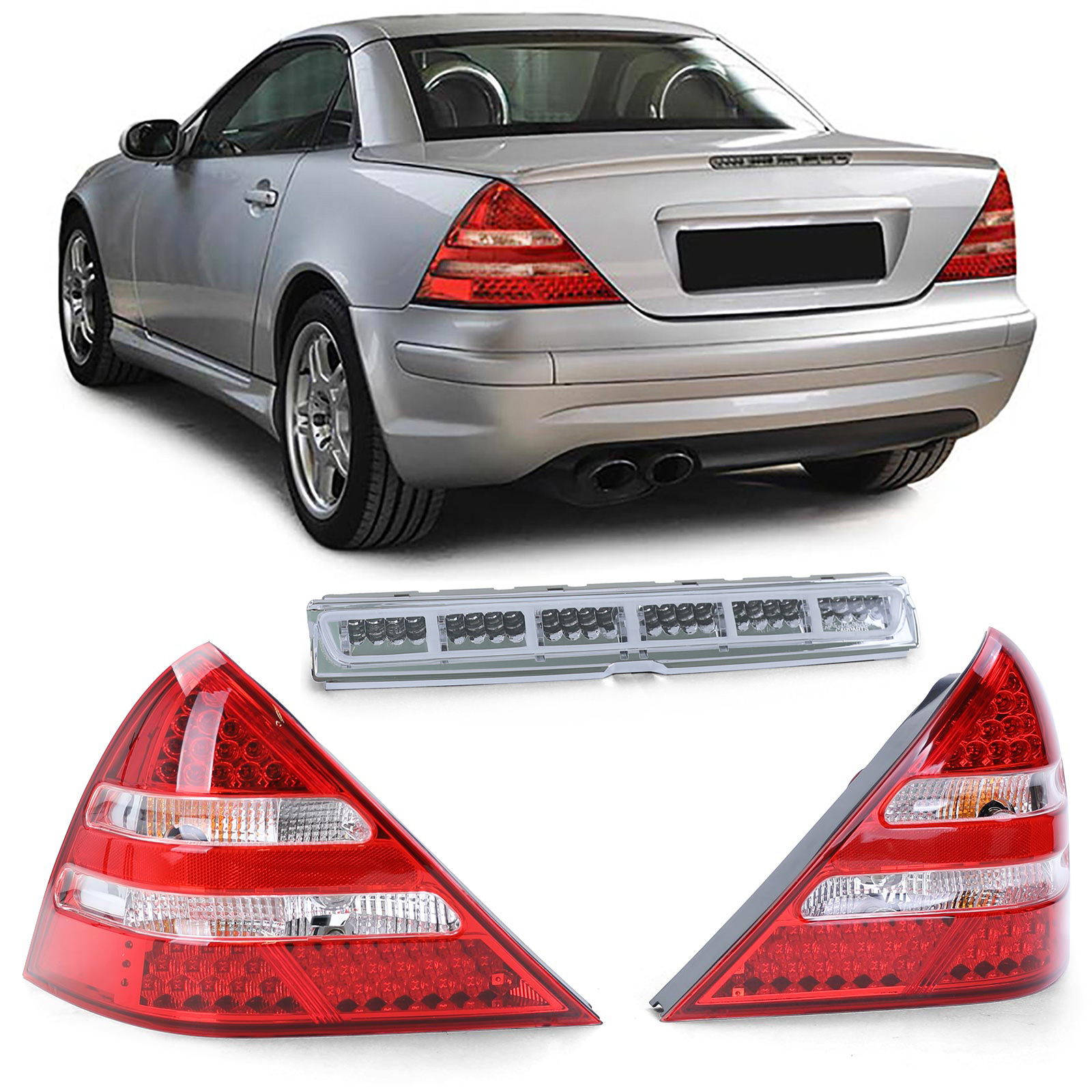 LED Rückleuchten Heckleuchten in Rot Klar + LED Bremsleuchte für Mercedes SLK R170 ab 1996-2004 LED Rückleuchten Heckleuchten in Rot Klar + LED Bremsleuchte für Mercedes SLK R170 ab 1996-2004 von Carparts-Online GmbH