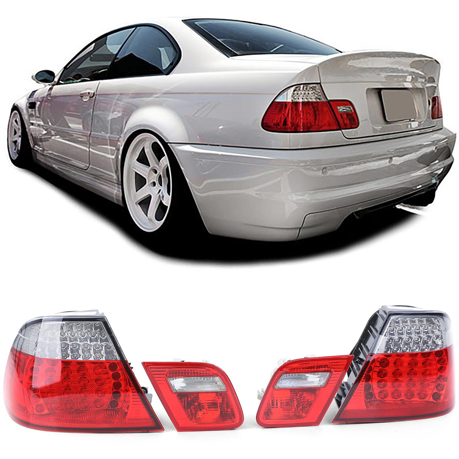 LED Rückleuchten Heckleuchten in Rot Klar Facelift Optik für BMW 3er E46 Coupe ab 1999-2003 LED Rückleuchten Heckleuchten in Rot Klar Facelift Optik für BMW 3er E46 Coupe ab 1999-2003 von Carparts-Online GmbH