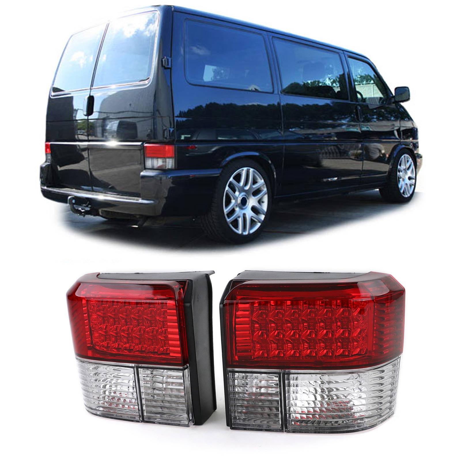 LED Rückleuchten Heckleuchten in Rot Klar für VW T4 IV ab 1990-2003 LED Rückleuchten Heckleuchten in Rot Klar für VW T4 IV ab 1990-2003 von Carparts-Online GmbH