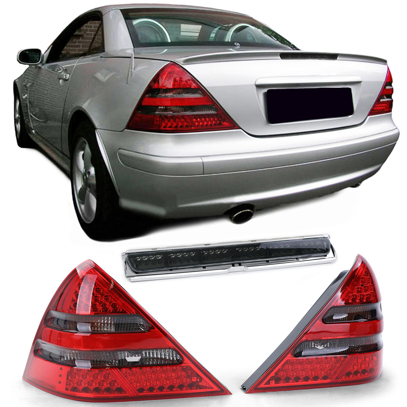 LED Rückleuchten Heckleuchten in Rot Schwarz + LED Bremsleuchte für Mercedes SLK R170 ab 1996-2004 LED Rückleuchten Heckleuchten in Rot Schwarz + LED Bremsleuchte für Mercedes SLK R170 ab 1996-2004 von Carparts-Online GmbH