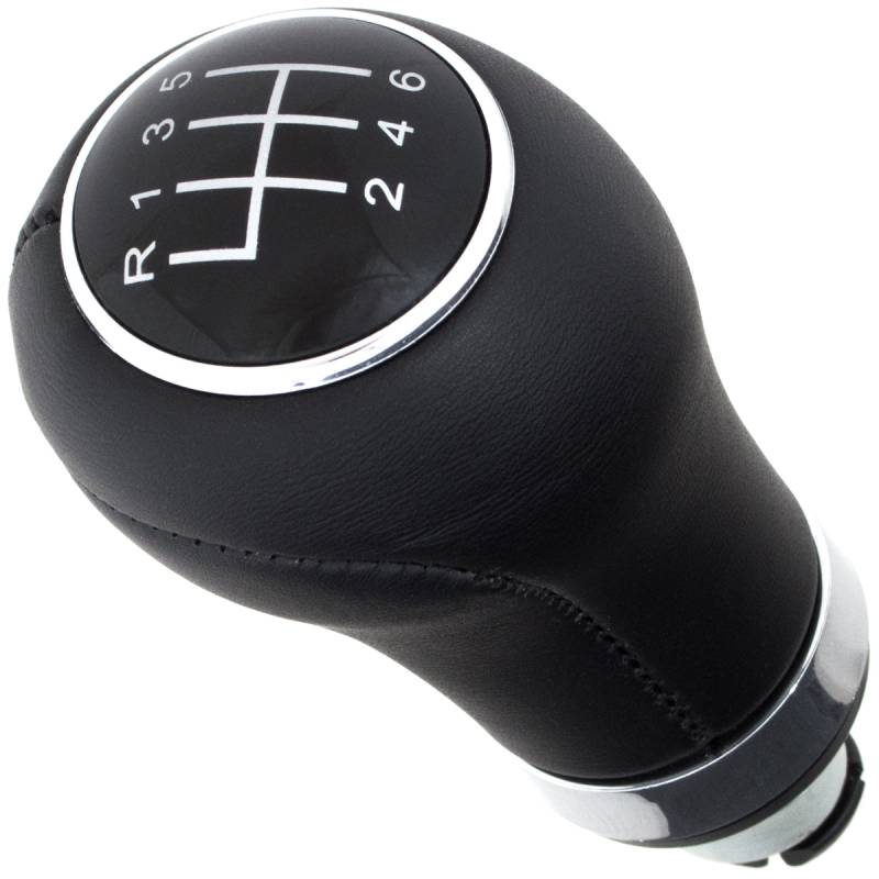 Leder Schaltknauf Knauf 6-Gang in Schwarz 12mm Aufnahme für Skoda Fabia Octavia Yeti Superb Citygo Seat Ibiza Cordoba Leon Mii Arosa Arona von GOLDCAR Renata Badzio,Bart?omiej Kalisz s.c.