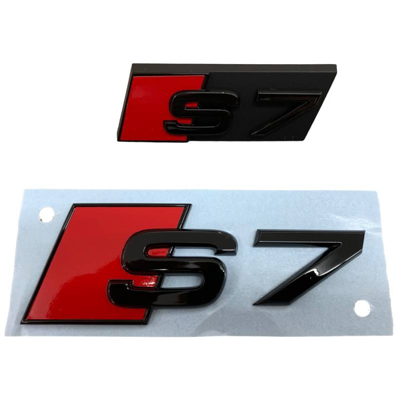 Original Audi S7 A7 Black Edition Emblem Schriftzug Logo Emblem Schwarz glänzend Heck + Kühlergrill von Tuning Fanatics