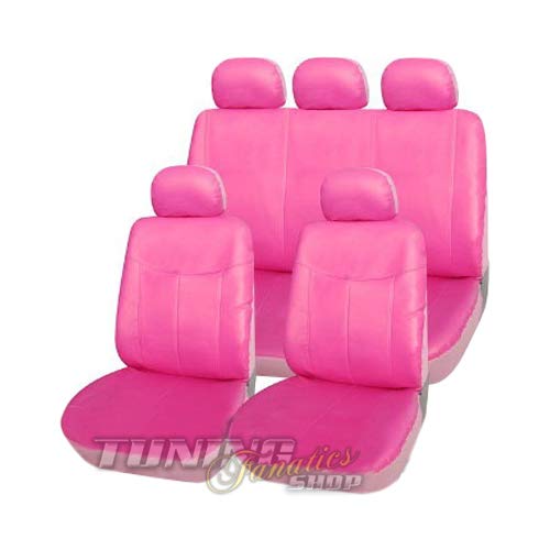 Premium Kunstleder Sitzbezug Sitzbezüge Sitz Pink Rosa Set Universal Universell für viele Fahrzeuge von Tuning Fanatics